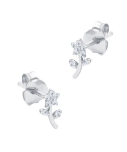 Beautiful Flower CZ Silver Stud Earring STS-6687